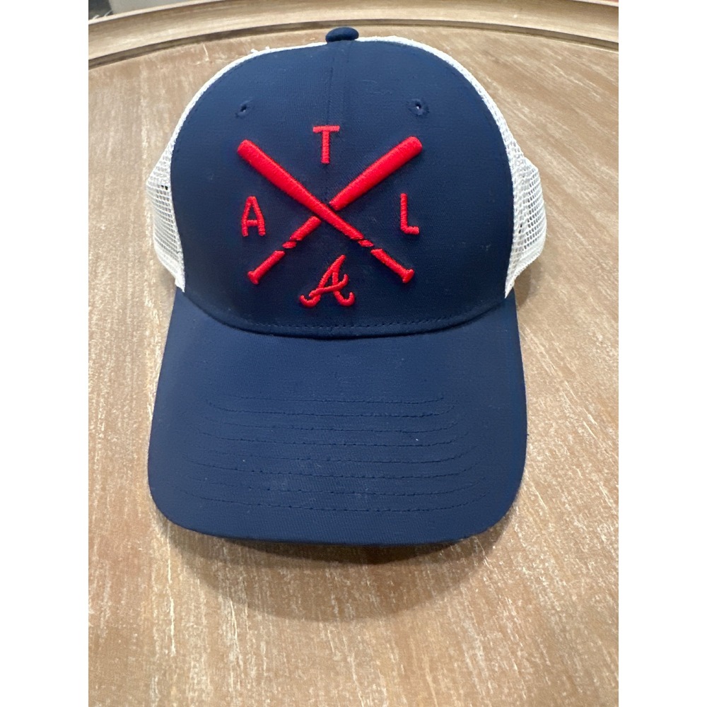 Fanatics Atlanta Braves Hat Mens Navy Blue White Mesh Snapback ATL Crossed Bats
